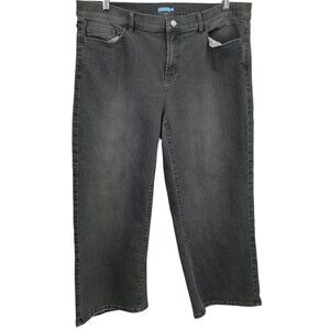 J McLaughlin Gray Cropped Wide Leg Stretch Jeans Size 14 Ankle 5 Pocket Casual